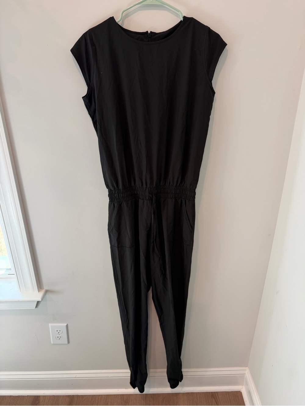 Albion Black Cap-Sleeve Elastic-Waist Jumpsuit